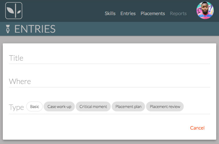 Entries Screen